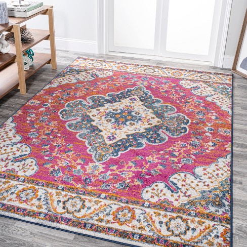 3'x5' Flair Boho Vintage Medallion Area Rug, Fuchsia/white - Jonathan Y ...