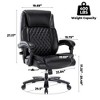 NicBex Leather Adjustable Height Swivel Executive Office Chair with 30-Degree Back Tilt and Lumbar Support for Work Study,Black - 3 of 4