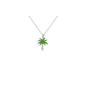Chanteur Hypoallergenic Kids Jewelry Accessories Palm tree Green Crystal White Gold Palladium Plating Necklace Pendant - 1 of 1