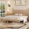 Queen Size Wood Platform Bed, Bed with Gourd-Shaped Retro Headboard and Natural Wood Finish Frame, Wooden Slat Support-Baofuwish - 2 of 4