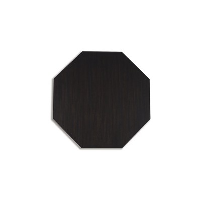 Dark Brown Octagonal Wood Coffee Table with Trapezoid Legs
