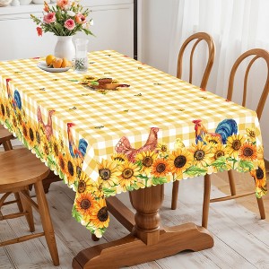 Farmhouse Tablecloth Vintage Style Chicken Cat Table Cover Farmhouse Animal Decor Tablecloth for Kitchen Dining Party - 1 of 4