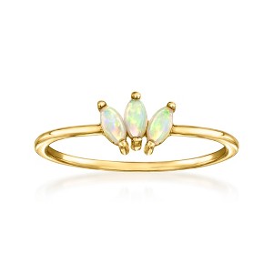 Pure Collection by Ross-Simons Opal 3-Stone Lotus Ring in 14kt Yellow Gold - 1 of 4