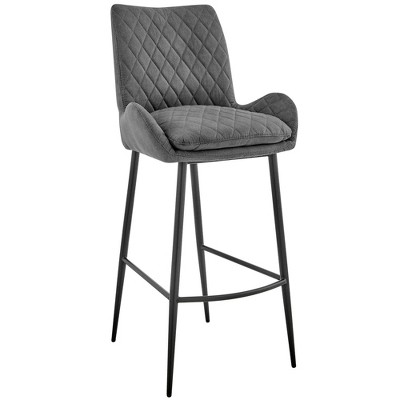 30" Panama Bar Height Bar Stool with Fabric Finish Black/Charcoal - Armen Living
