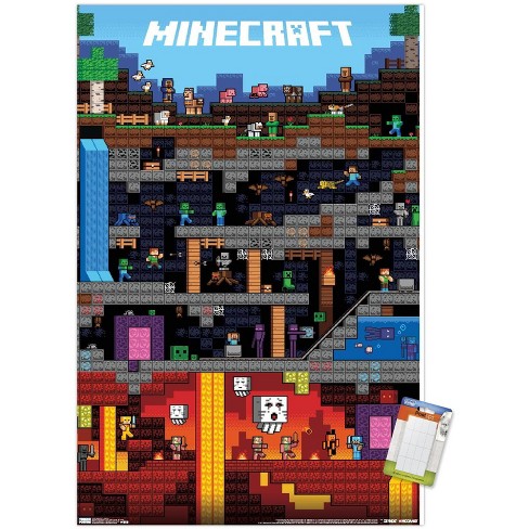 Trends International Minecraft - Mobbery 2024 Wall Poster Gold Framed Version