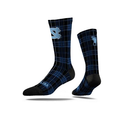 North Carolina Tar Heels NCAA Two Pink Stripe Gray Heather Crew Socks 