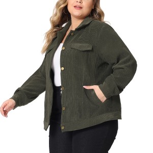 Agnes Orinda Women's Plus Size Corduroy Casual Winter Stand Collar Boyfriend Fashion Jackets - 1 of 4