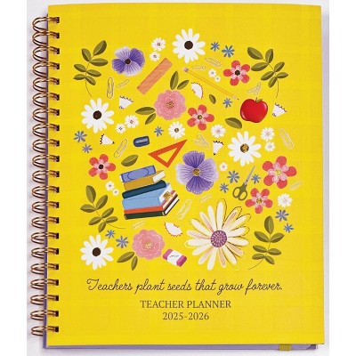 Designer Greetings 2025 - 2026 Weekly/Monthly 9"x11" Teacher Planner Flowers