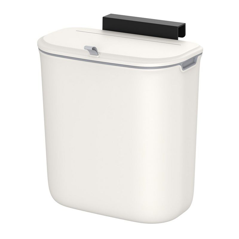 SONGMICS Trash Can, 2.4 Gallon Kitchen Compost Bin, Garbage Can for Kitchen, Kitchen Trash Can Hanging, Wall Mounted Trash Can,White, 3 of 9