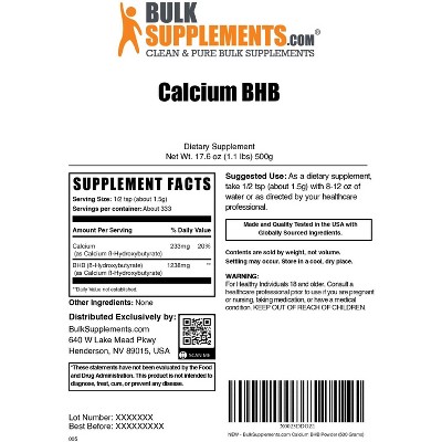 BulkSupplements BHB Beta-hydroxybutyrate (Calcium) Powder