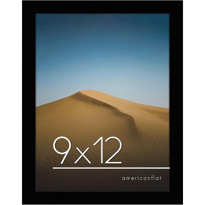 Americanflat 9x12 Picture Frame with Shatter-Resistant Glass - Gallery Style Frame with Engineered Wood - Signature Collection - Black