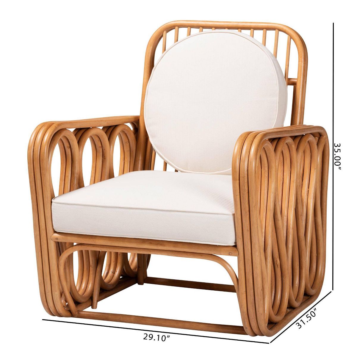 bali & pari Tiramisu Rattan Arm Chair Light Honey/White - thumbnail 10