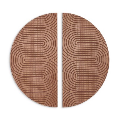 HomeRoots Set of Two Brown Wood Hanging Dimensional Sculpture