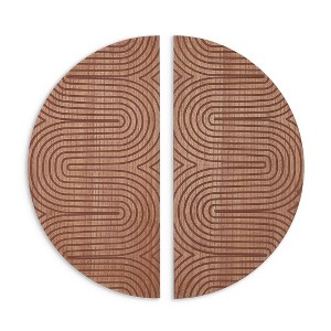 HomeRoots Set of Two Brown Wood Hanging Dimensional Sculpture - 1 of 4