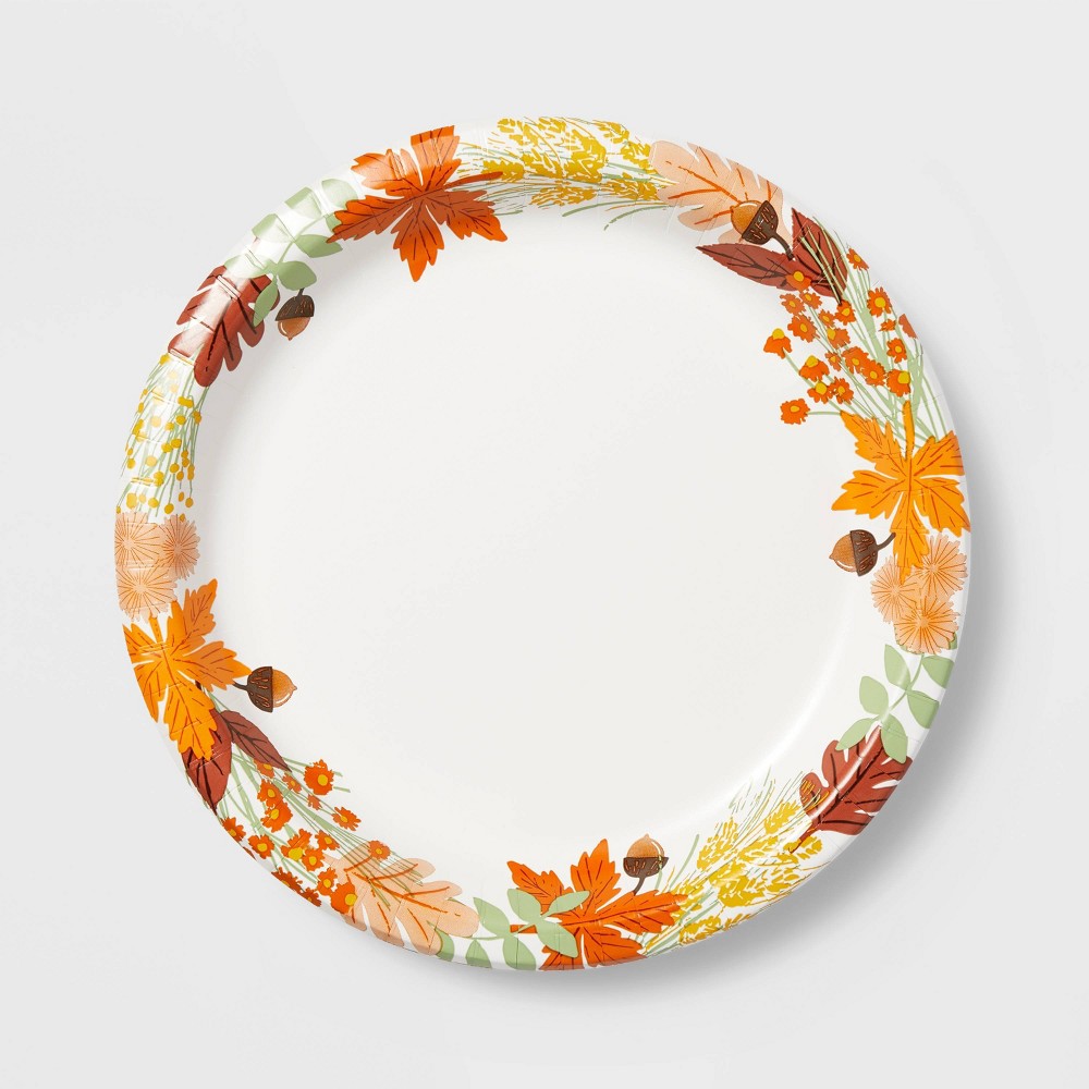 10ct Thanksgiving Leaves Pattern Dinner Plate - Spritz™