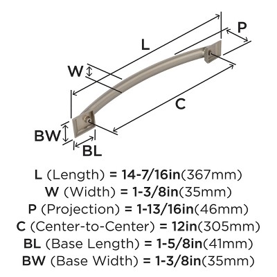 Satin Nickel Brushed Appliance Pull with Mounting Hardware