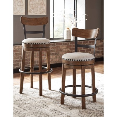Rustic Brown 43" Industrial Swivel Barstool with Metal Base