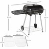 Kumasinova 21" Portable Charcoal Grill with Wheels, Bottom Shelf, Adjustable Vents on Lid, BBQ Smoker for Picnic Camping Backyard Cooking, Black - 3 of 4