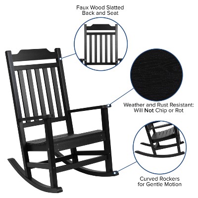 Sleek Black Poly Resin All-Weather Rocking Chair