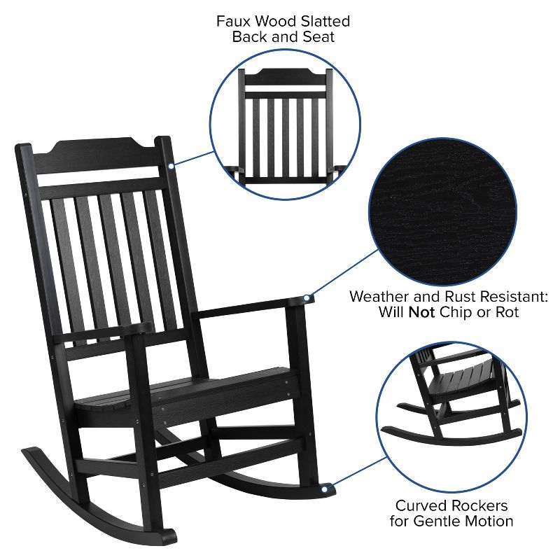 Flash Furniture Winston All-Weather Poly Resin Wood Rocking Chair, 4 of 12
