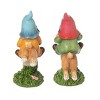 Transpac Resin Gnome Bunny Rider Figurine Set of 2 Spring Summer Home Decorations Decorative Objects - 2 of 2