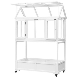 Gulches White Portable Garden Cold Frame with Planter Stands and Holders, 69" Mini Greenhouse with Storage - 1 of 4