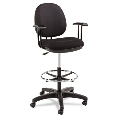 Black Adjustable Acrylic Swivel Task Stool with Foot Ring