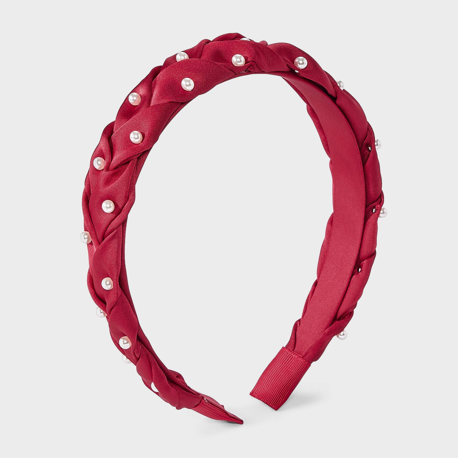 Girls' Braided Satin Headband with Pearl Embellishment - Cat & Jack™ Red