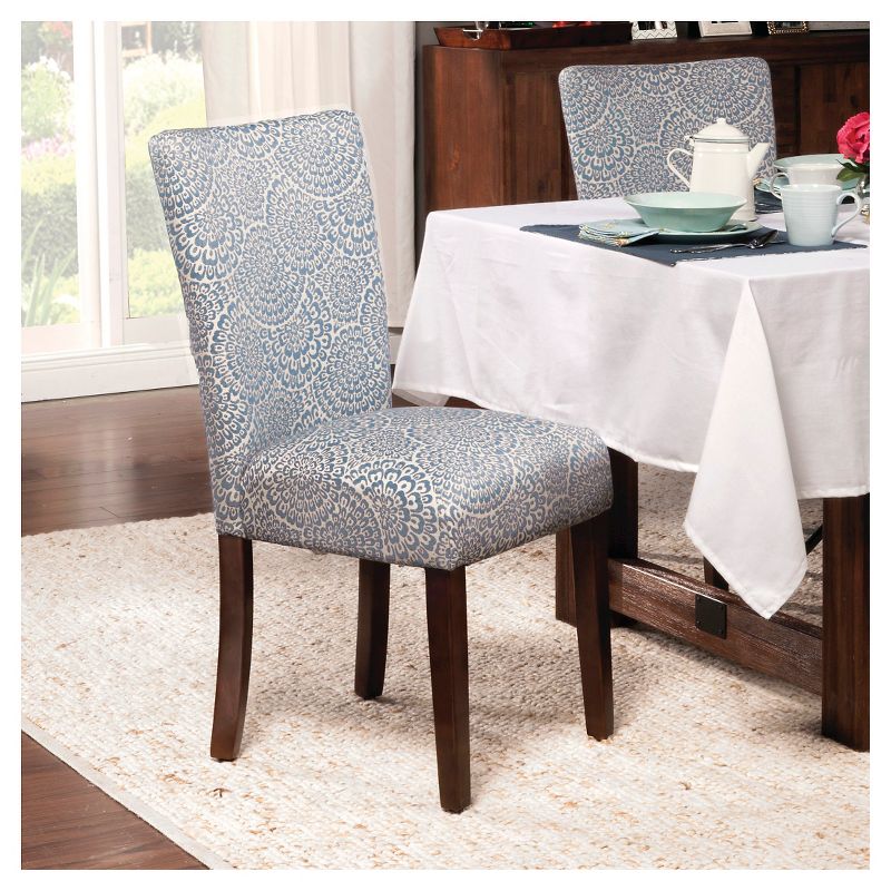 Set of 2 Parson Dining Chair Wood/Periwinkle - Floral - HomePop, 4 of 7