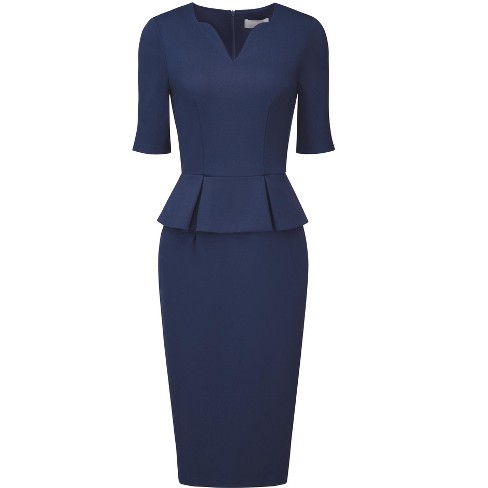 Short Sleeve Slim Work Peplum Dress  Women bodycon dress, Womens dress  suits, Woman suit fashion