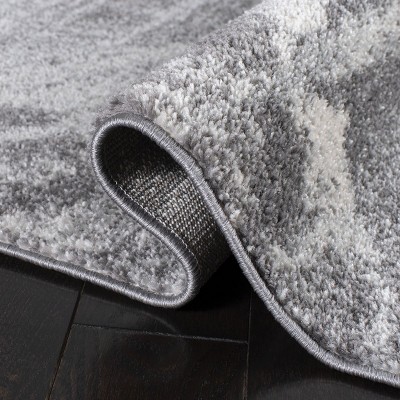 Gray Abstract Reversible Square Stain-Resistant Rug