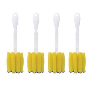 Lola Glass & Jar Foam Sponge Brush, Star Shaped w/ Non-Scratch Blue Scrubber Top, Perfect for Glasses, Mugs, Bottles, Dishwasher Safe, 4 Pack - 1 of 4