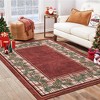 Christmas Washable Area Rug, Non Slip Checkered Low Pile Carpet with Pine Cones, Foldable Soft Floor Mat for Living Room Bedroom Holiday - 3 of 4