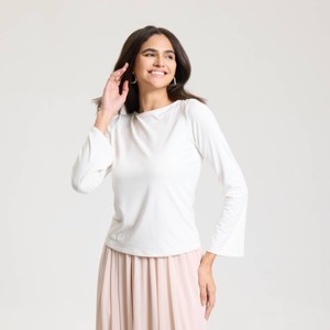 Women's Boat Neck Knit Top with Cowl Back - A New Day™ - 1 of 3