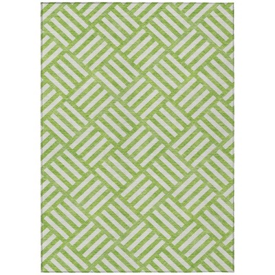 Lime Green And Ivory Geometric Washable Indoor Outdoor Area Rug