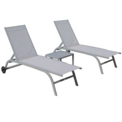 PAGED Outdoor Lounge Chairs Set with Wheels,Outdoor Chaise Lounge with 5 Adjustable Position for Patio,Beach,Yard