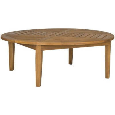 Teak Brown Round Acacia Wood Outdoor Coffee Table