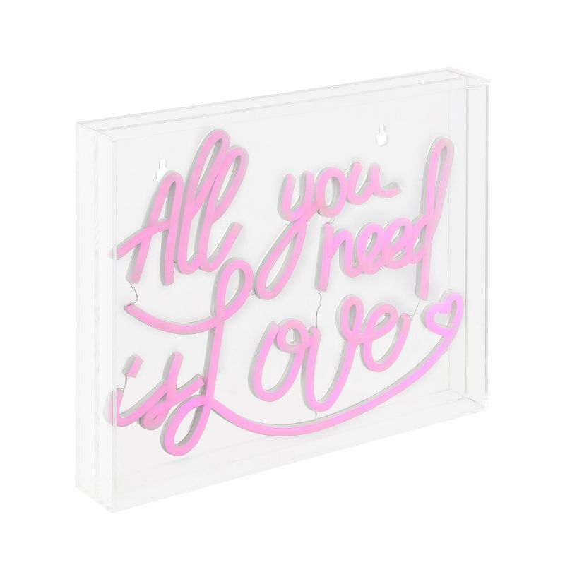 13.7&#34; X 10.9&#34; All You Need is Love Contemporary Glam Acrylic Box USB Operated LED Neon Light Pink - JONATHAN Y, 2 of 7