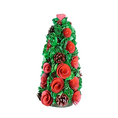 Northlight 15.75" Red and Green Contemporary Flower Christmas Tree Decor