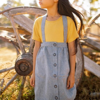 Girl's Organic Twill Pinafore Skirt -Jackalo
