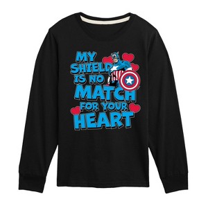 Boys' - Marvel - Captain America My Shield Valentine Long Sleeve Graphic T-Shirt - 1 of 4