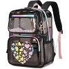 Transparent backpack with heart-shaped pattern and cute charm,suitable for both boys and girls,perfect for sports activities and concerts - 2 of 4