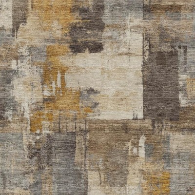 HomeRoots 8' X 10' Brown Beige And Charcoal Abstract Washable Indoor Outdoor Area Rug
