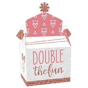 Big Dot of Happiness It's Twin Girls - Treat Box Party Favors - Pink and Rose Gold Twins Baby Shower Goodie Gable Boxes - Set of 12 - 1 of 4