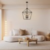PAKOKULA Modern 4-Light Matte Black Industrial Candlestick Chandelier with Geometric Metal Shade - 4 of 4