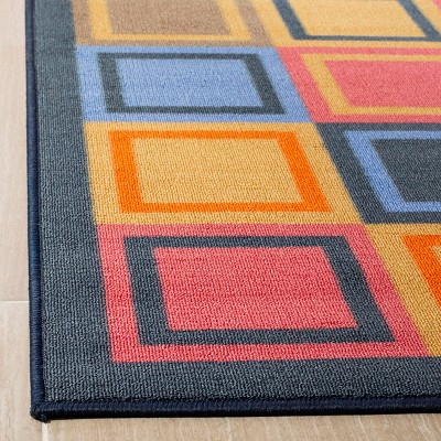 Metropolis Blue and Multicolor Geometric Area Rug
