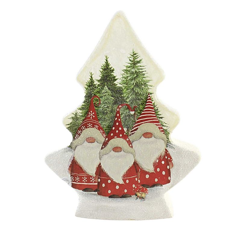 Stony Creek 8.5 Inch Gnomes W/Red Hat Christmas Tree Winter Pines Santa Novelty Sculpture Lights, 1 of 4