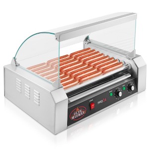 Olde Midway Electric Hot Dog Roller Grill Machine with Glass Cover, Commercial Grade - 1 of 4