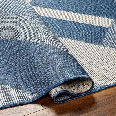 Chade 5'3" x 7' Navy and Ivory Geometric Polypropylene Area Rug