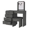Gulches Stonington 4-Drawer Makeup Dressing Table w/Stool - Smokey Oak Finish, Bedroom Vanity Furniture - 4 of 4